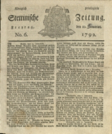 Königlich privilegirte Stettinische Zeitung. 1792 No. 6 + Beylage