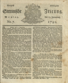 Königlich privilegirte Stettinische Zeitung. 1792 No. 7 + Beylage