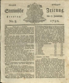 Königlich privilegirte Stettinische Zeitung. 1792 No. 8 + Beylage