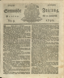 Königlich privilegirte Stettinische Zeitung. 1792 No. 9 + Beylage