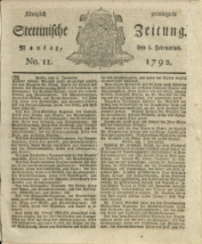 Königlich privilegirte Stettinische Zeitung. 1792 No. 11 + Beylage