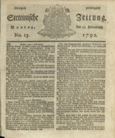 Königlich privilegirte Stettinische Zeitung. 1792 No. 13