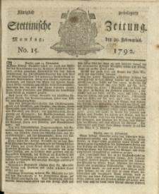 Königlich privilegirte Stettinische Zeitung. 1792 No. 15 + Beylage