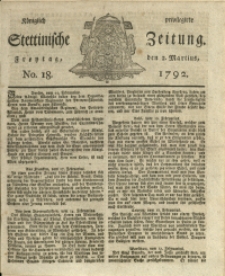 Königlich privilegirte Stettinische Zeitung. 1792 No. 18