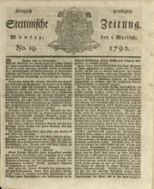Königlich privilegirte Stettinische Zeitung. 1792 No. 19 + Beylage