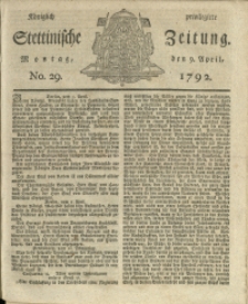 Königlich privilegirte Stettinische Zeitung. 1792 No. 29 + Beylage