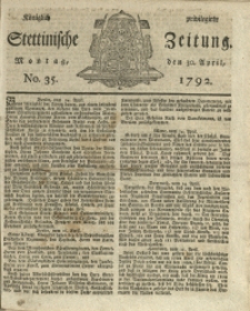 Königlich privilegirte Stettinische Zeitung. 1792 No. 35