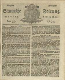 Königlich privilegirte Stettinische Zeitung. 1792 No. 39