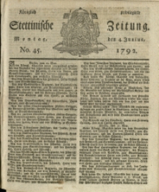 Königlich privilegirte Stettinische Zeitung. 1792 No. 45 + Beylage