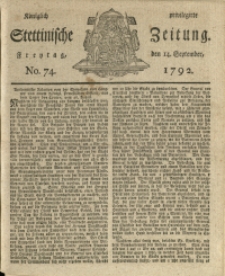 Königlich privilegirte Stettinische Zeitung. 1792 No. 74 + Beylage
