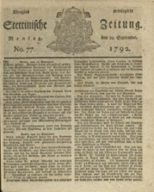 Königlich privilegirte Stettinische Zeitung. 1792 No. 77
