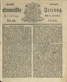 Königlich privilegirte Stettinische Zeitung. 1792 No. 80