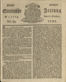 K&ouml;niglich privilegirte Stettinische Zeitung. 1792 No. 83 + Beylage