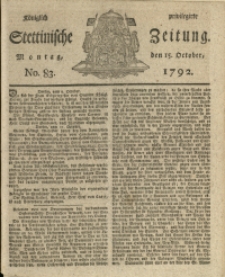 Königlich privilegirte Stettinische Zeitung. 1792 No. 83 + Beylage