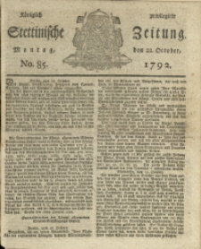 Königlich privilegirte Stettinische Zeitung. 1792 No. 85 + Beylage