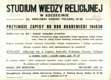 [Afisz] Studium Wiedzy Religijnej w Szczecinie