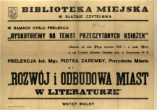 [Afisz. Inc.:] Biblioteka Miejska w Służbie Czytelnika