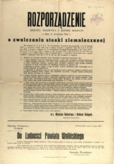 [Afisz] Rozporządzenie Ministra Rolnictwa i Reform Rolnych z dnia 17 września 1946 r. o zwalczaniu stonki ziemniaczanej