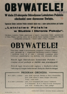 [Afisz] Obywatele! : [Święto Odrodzonego Lotnictwa Polskiego]