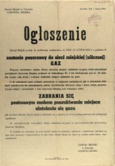 [Afisz] Ogłoszenie : [uruchomienie sieci gazowej w Drawsku]