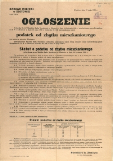 [Afisz] Ogłoszenie : [podatek od zbytku mieszkaniowego]