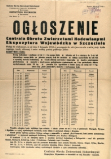 [Afisz] Ogłoszenie : [skup zwierząt hodowlanych]