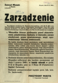[Afisz] Zarządzenie : [badanie klaczy w kierunku zarazy stadniczej]