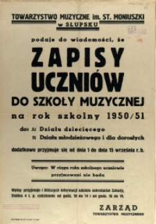 [Afisz] Zapisy uczniów do Szkoły Muzycznej