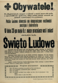 [Afisz] Obywatele! : [Święto Ludowe]