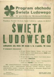 [Afisz] Program obchodu Święta ludowego w powiecie Koszalińskim