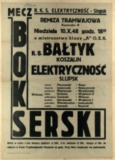 [Afisz. Inc.:] Mecz Bokserski o mistrzostwo klasy "A" O.Z.B.