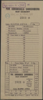 Pow. Komunikacja Samochodowa : Bilet osobowy : [Linia: Słupsk - Ustka]