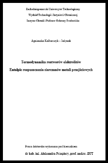 Termodynamika roztworów elektrolitów : entalpie rozpuszczania siarczanów metali przejściowych