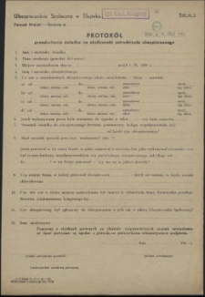 Protokół przesłuchania świadka na okoliczność zatrudnienia ubezpieczonego