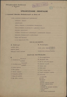 Sprawozdanie kwartalne z czynności lekarsko-dentystycznych