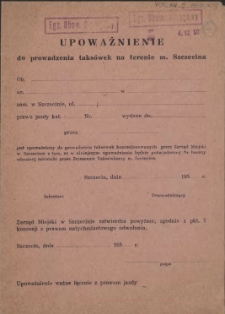 Upoważnienie do prowadzenia taksówek na terenie m. Szczecina