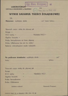 Wynik Badania Treści Żołądkowej