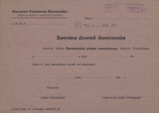 Zwrotny dow&oacute;d doręczenia : [Starostowo Powiatowe Sławieńskie]