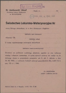 Świadectwo Lekarsko-Weterynaryjne