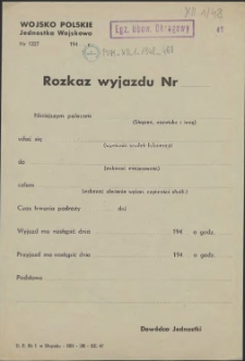 Rozkaz wyjazdu Nr