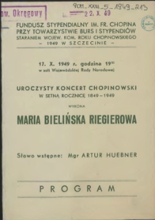 [Inc.:] Uroczysty Koncert Chopinowski