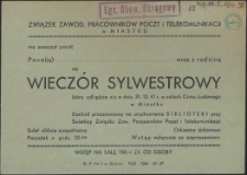 [Zaproszenie. Inc.:] Wieczór Sylwestrowy