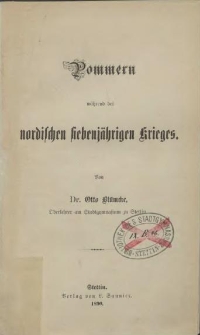 Pommern während des nordischen siebenjährigen Krieges