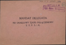 Mandat Delegata na Okręgowy Zjazd Połączeniowy Z.Z.P.S. i K.