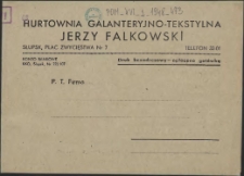 [Inc.:] Hurtownia Galanteryjno-Tekstylna Jerzy Falkowski