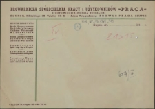 [Inc.:] Browarnicza Spółdzielnia Pracy i Użytkowników "Praca"