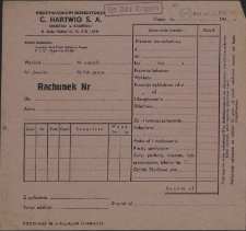 Rachunek Nr : [Międzynarodowi Ekspedytorzy C. Hartwig S. A.]