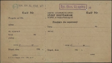 Kwit Nr : [Mistrz Zegarmistrzowski Józef Krzyżaniak]