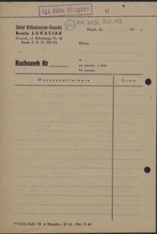 Rachunek Nr : [Zakład Wulkanizacyjno-Ślusarski Bracia Łukasik]