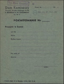 Pokwitowanie Nr : [Dom Komisowy]